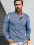 Stylish Soft Everyday Henley Shirt T-Shirt coofandy Blue S