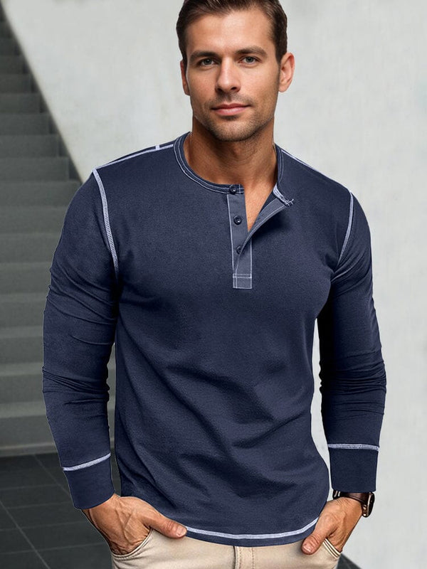 Stylish Soft Everyday Henley Shirt T-Shirt coofandy Royal Blue S
