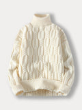 Turtleneck Cable Knit Sweater Sweaters coofandy White S