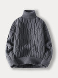 Turtleneck Cable Knit Sweater Sweaters coofandy Grey S