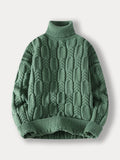 Turtleneck Cable Knit Sweater Sweaters coofandy Green S