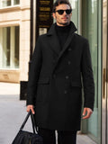 Casual Business Double-Breasted Tweed Coat Coat coofandy Black S