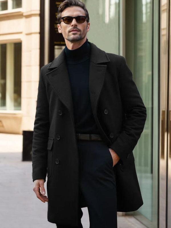 Casual Business Double-Breasted Tweed Coat Coat coofandy