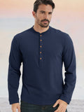 Essential 100% Cotton Henley Shirt Shirts coofandy Blue S