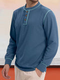 Comfy Versatile Waffle Henley Shirt T-Shirt coofandy