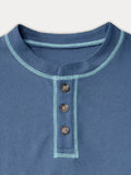 Comfy Versatile Waffle Henley Shirt T-Shirt coofandy