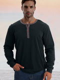 Classic Soft 100% Cotton Henley Shirt T-Shirt coofandy Black S