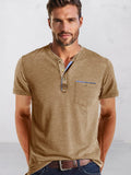 Classic Pure Ease Henley Shirt Shirts coofandy Khaki S