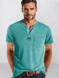 Classic Pure Ease Henley Shirt Shirts coofandy Clear Blue S
