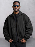 Casual Relaxed Fit Bomber Jacket Jackets coofandy Black S