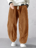 Rlaxed Fit Corduroy Harem Pants Pants coofandy Caramel S