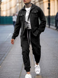 Cargo Style Corduroy Jacket Pants Set Sets coofandy Black S