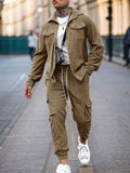 Cargo Style Corduroy Jacket Pants Set Sets coofandy Mustard S