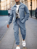 Cargo Style Corduroy Jacket Pants Set Sets coofandy Clear Blue S