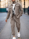 Cargo Style Corduroy Jacket Pants Set Sets coofandy Khaki S