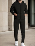 Comfy Waffle 2-Piece Tracksuit Sets coofandy Black S