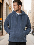 Casual Relaxed Fit Corduroy Hoodie Hoodies coofandy Blue S