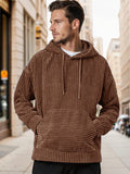 Casual Relaxed Fit Corduroy Hoodie Hoodies coofandy Brown S