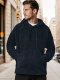 Casual Relaxed Fit Corduroy Hoodie Hoodies coofandy Navy Blue S