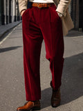 Luxe Comfy Velvet Suit Pants Pants coofandy Red S