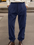 Stylish Paisley Side Corduroy Jogger Pants Pants coofandy Navy Blue S