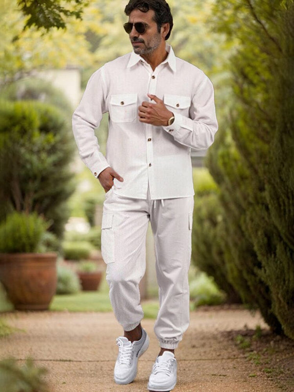 Casual Solid 2-Piece Matching Set Sets coofandy White S