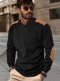 Leisure Colorblock Patchwork Sweatshirt Hoodies coofandy Black S