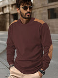 Leisure Colorblock Patchwork Sweatshirt Hoodies coofandy Brown S