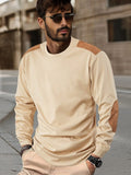 Leisure Colorblock Patchwork Sweatshirt Hoodies coofandy Khaki S