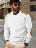 Leisure Colorblock Patchwork Sweatshirt Hoodies coofandy White S
