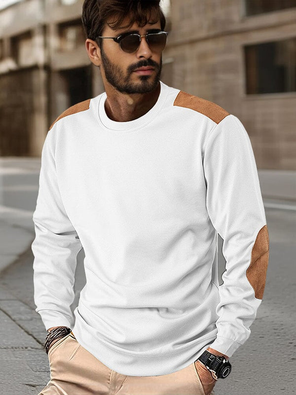 Leisure Colorblock Patchwork Sweatshirt Hoodies coofandy White S