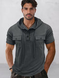 Athleisure Cargo Hooded Shirt Shirts coofandy Dark Gray M