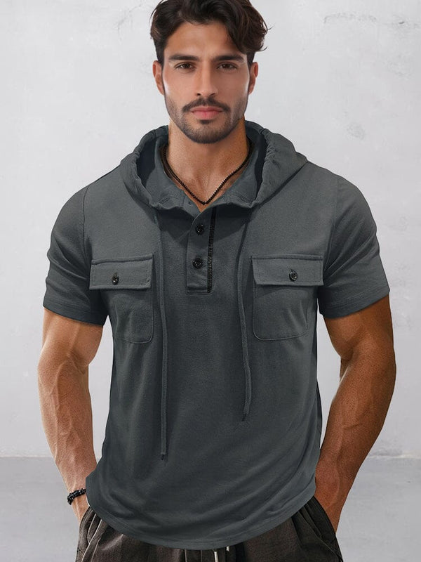 Athleisure Cargo Hooded Shirt Shirts coofandy Dark Gray M