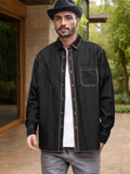Versatile 100% Cotton Denim Shirt Shirts coofandy Black S