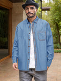 Versatile 100% Cotton Denim Shirt Shirts coofandy Clear Blue S