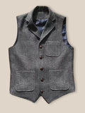 Vintage-Inspired Herringbone Tweed Vest Vest coofandy Dark Gray M