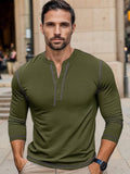 Regular Fit Cotton Henley Shirt Shirts coofandy Army Green S