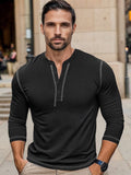 Regular Fit Cotton Henley Shirt Shirts coofandy Black S