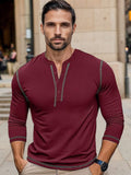 Regular Fit Cotton Henley Shirt Shirts coofandy Red S