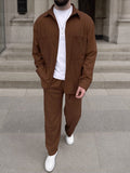 Modern Corduroy 2-Piece Matching Sets Sets coofandy Brown S