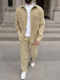 Modern Corduroy 2-Piece Matching Sets Sets coofandy Khaki S