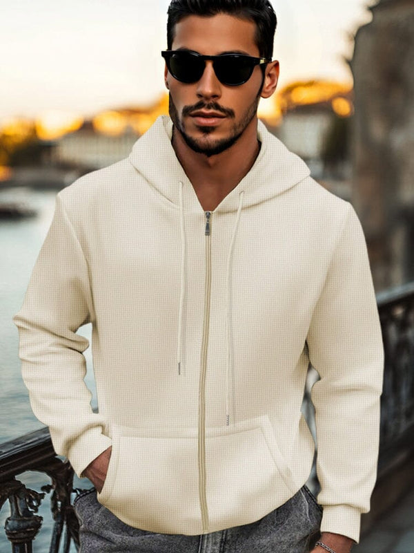 Casual Regular Fit Waffle Jacket Jackets coofandy Beige S