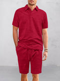 Comfort Fit Jacquard Textured 2-Piece Set