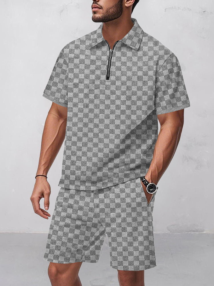 Checkered Print Cuff Short main image 0