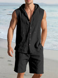 Premium Cotton Hooded Tank Shorts Set