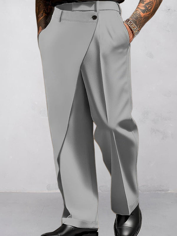 Modern Asymmetric Patchwork Suit Pants