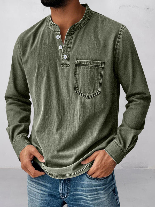 Casual Essential Retro Henley Shirt