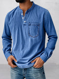 Casual Essential Retro Henley Shirt
