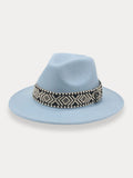 Fedora Hat with Band Hat coofandy Clear Blue F(56-58)