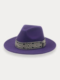 Fedora Hat with Band Hat coofandy Purple F(56-58)